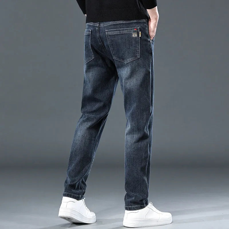 Slim straight casual trousers in polyester fabric with micro-elasticity for summer street fashion wear