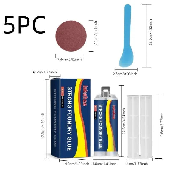 85ml metal casting glue epoxy kit for stainless steel copper aluminium bonding with push rod and tools