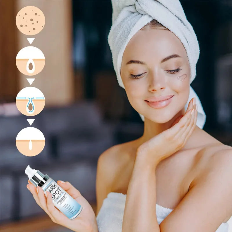 Bottle of spot lightening essence for brightening and moisturising skin.