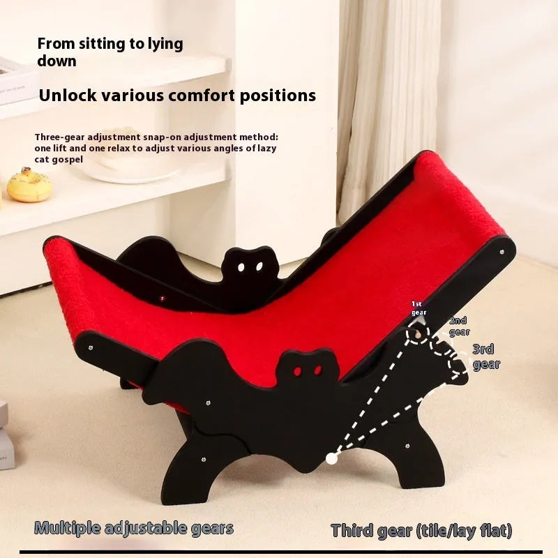 MW-054 wooden cat lounger recliner bed cage in black and red Halloween colours