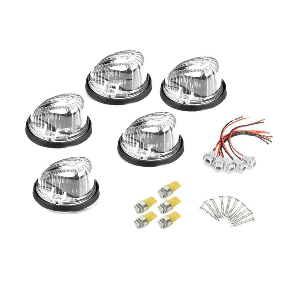Yellow LED roof cab light for vehicles with 83mm diameter and mounting hardware