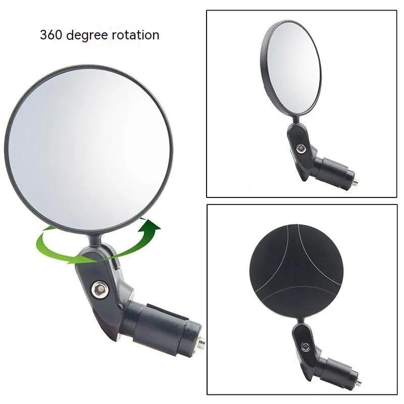 Black foldable convex rearview mirror showing 14cm arm and 7cm diameter reflector.