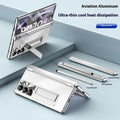 Aluminium alloy flip phone case for Samsung Z Fold 6 with magnetic closure and bracket, gold armour colour