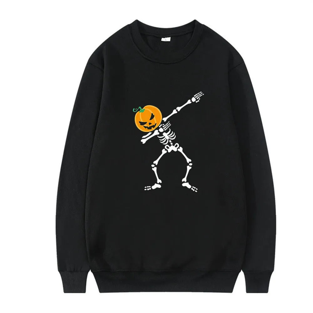 Women's long sleeve printed crew neck leisure top in multiple colours on a hanger.