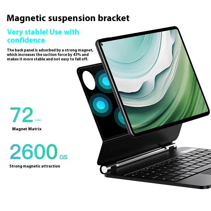 Huawei Matepad 11 magnetic wireless keyboard cover with protective PU leather bag in black
