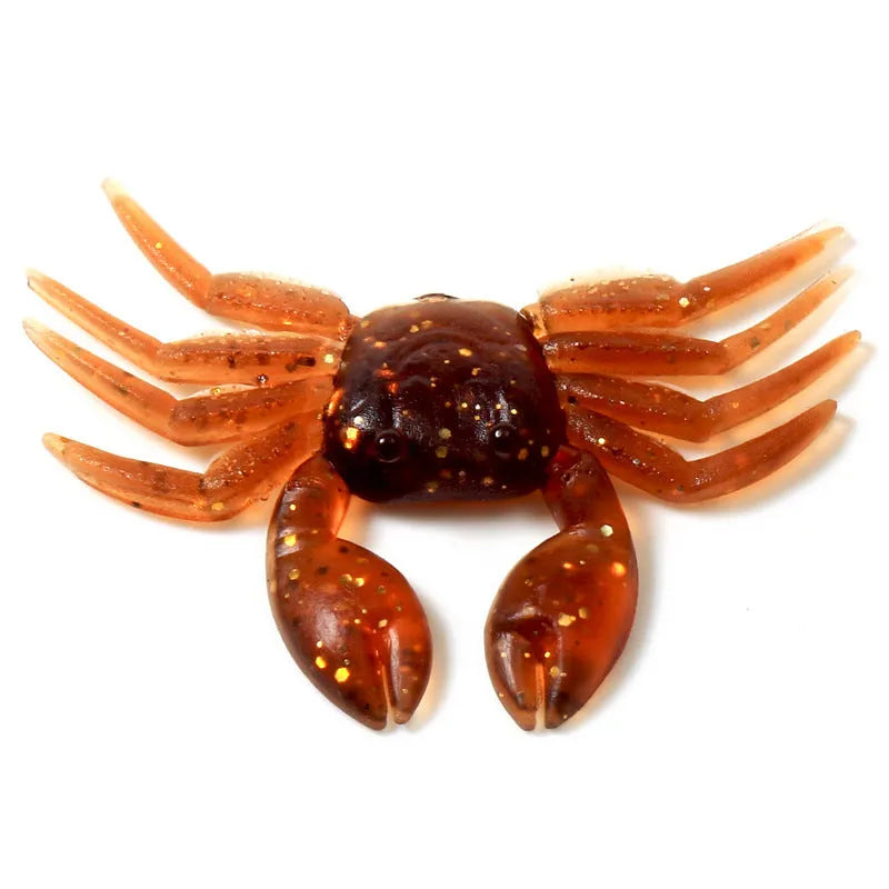 8CM red and brown PVC crab fishing lures showing detailed soft plastic crab imitation design