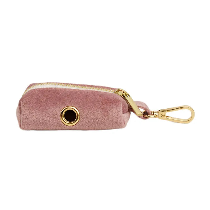 Light purple pink velvet dog collar with metal D-ring on a grey background