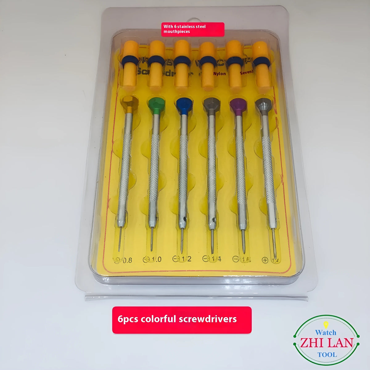 6PCs color aluminum suit watch repair screwdriver set with copper handles and spring steel heads
