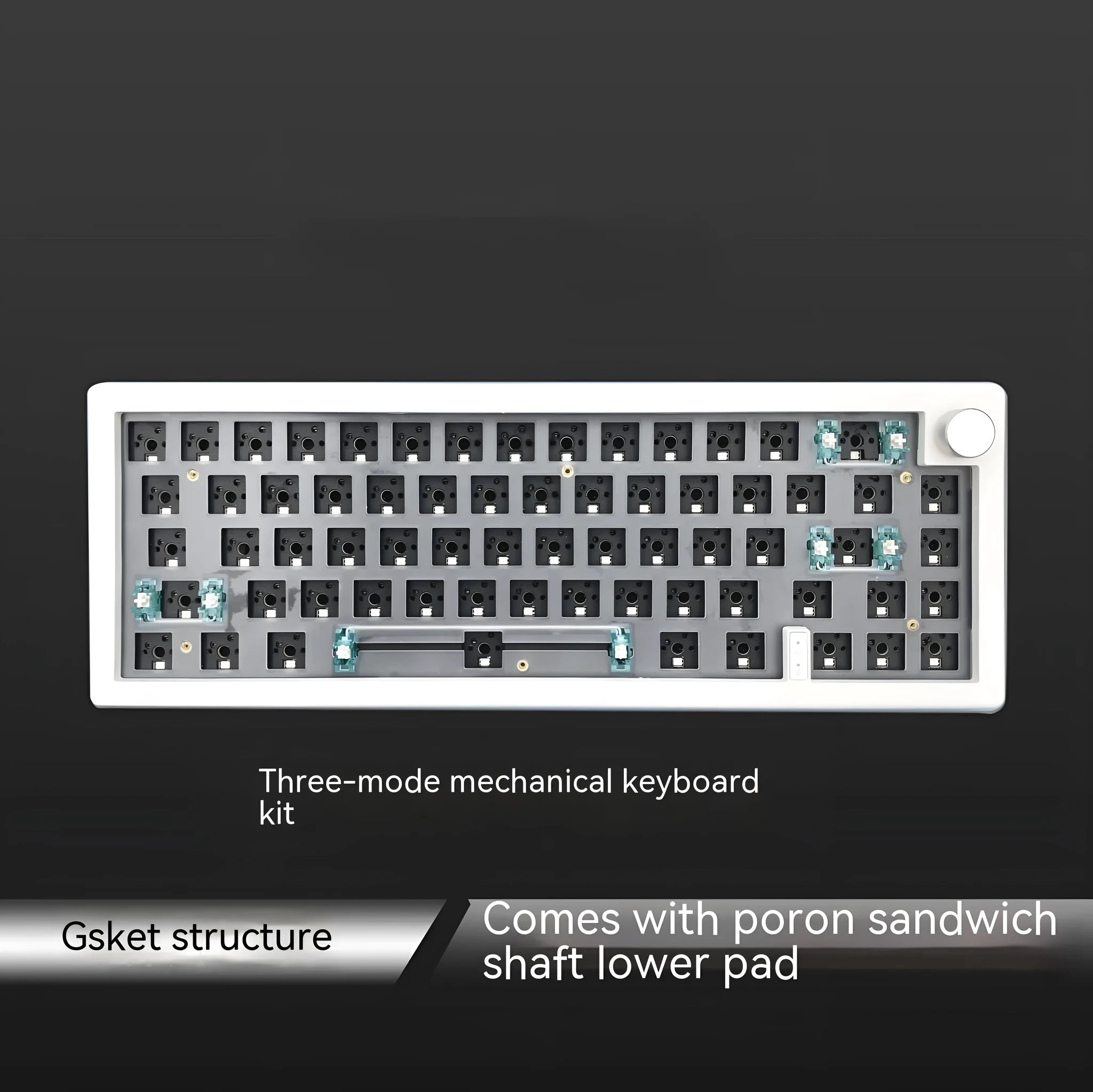 DIY mechanical keyboard kit with hot-swappable PCB and RGB backlit keys in multiple colour options