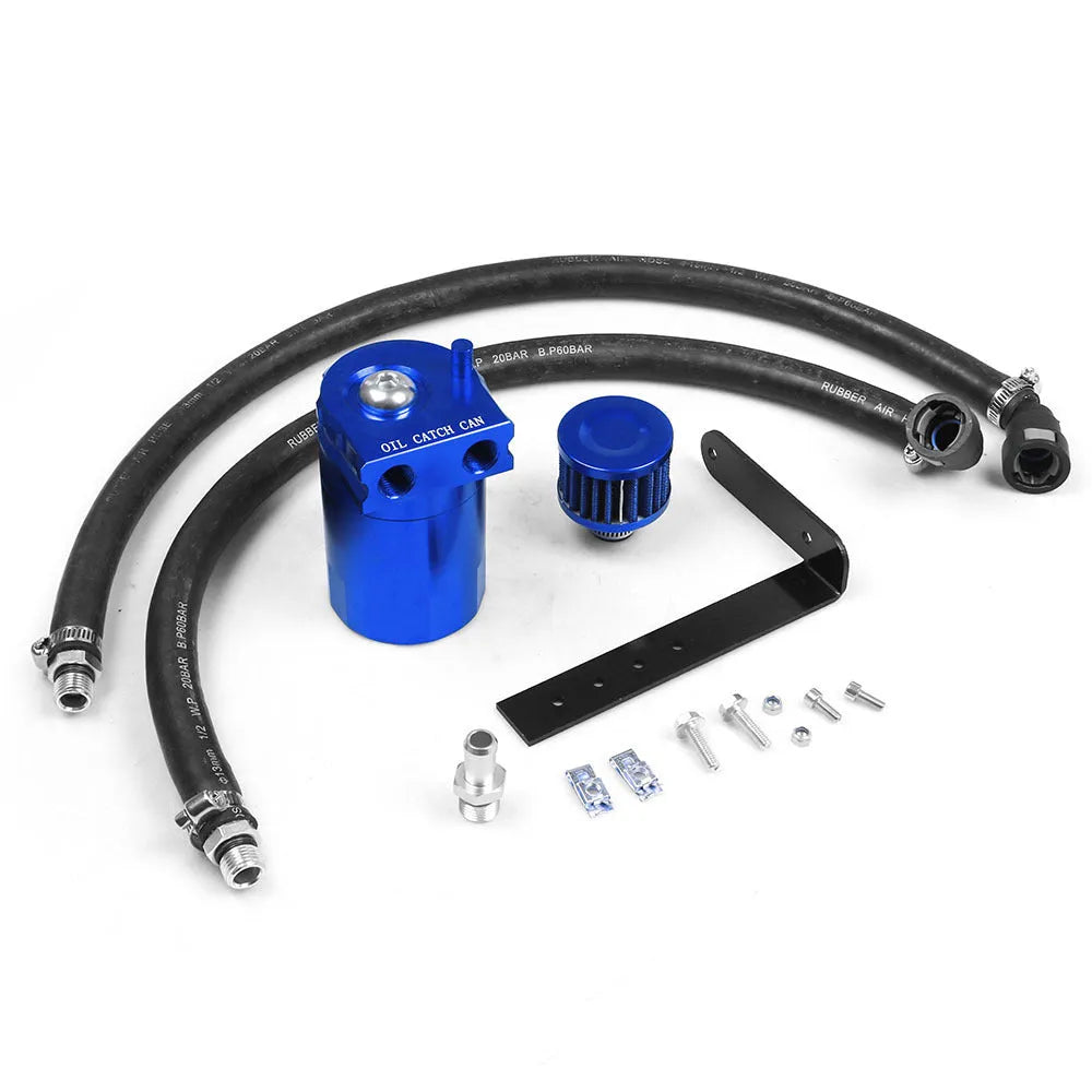 Aluminum alloy oil separator catch can for Ford Expedition in choice of black, blue, red, or silver colour.