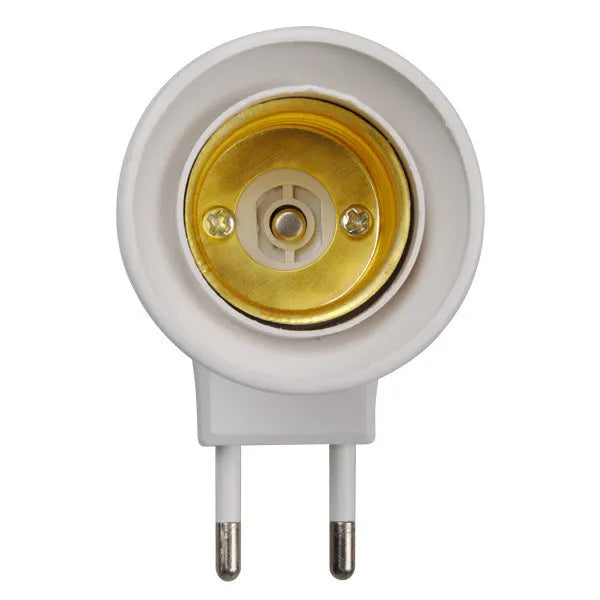 White E27 wall plug-in lamp holder adapter with switch for AU EU US sockets