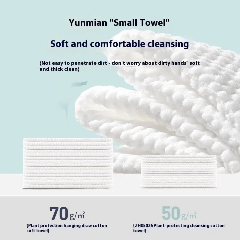 Disposable hanging roll of soft white face cloths with 100 sheets