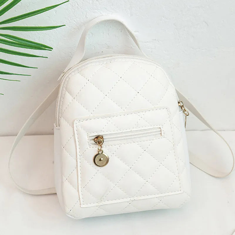 Korean style girls' embroidery backpack in hard square shape with PU leather, available in black, pink and white colours