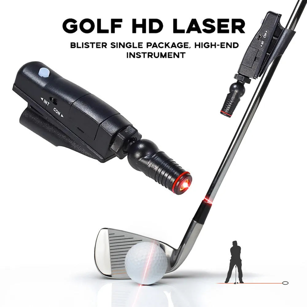 Black golf push rod laser aiming instrument with laser sight attached to putter for alignment practice
