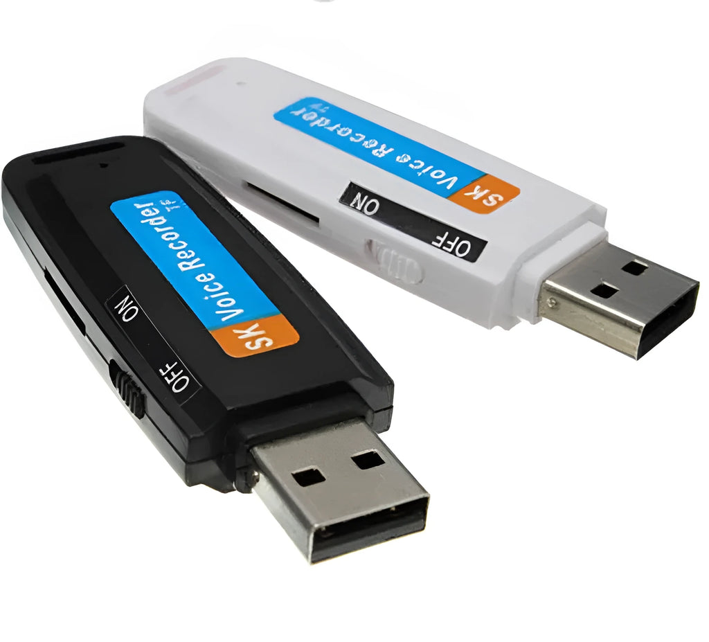 SK-001 black and white USB flash drive with creative gift design showing front and side views.