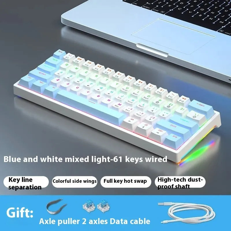 61-key compact mechanical keyboard with hot-swappable sockets and multiple switch options
