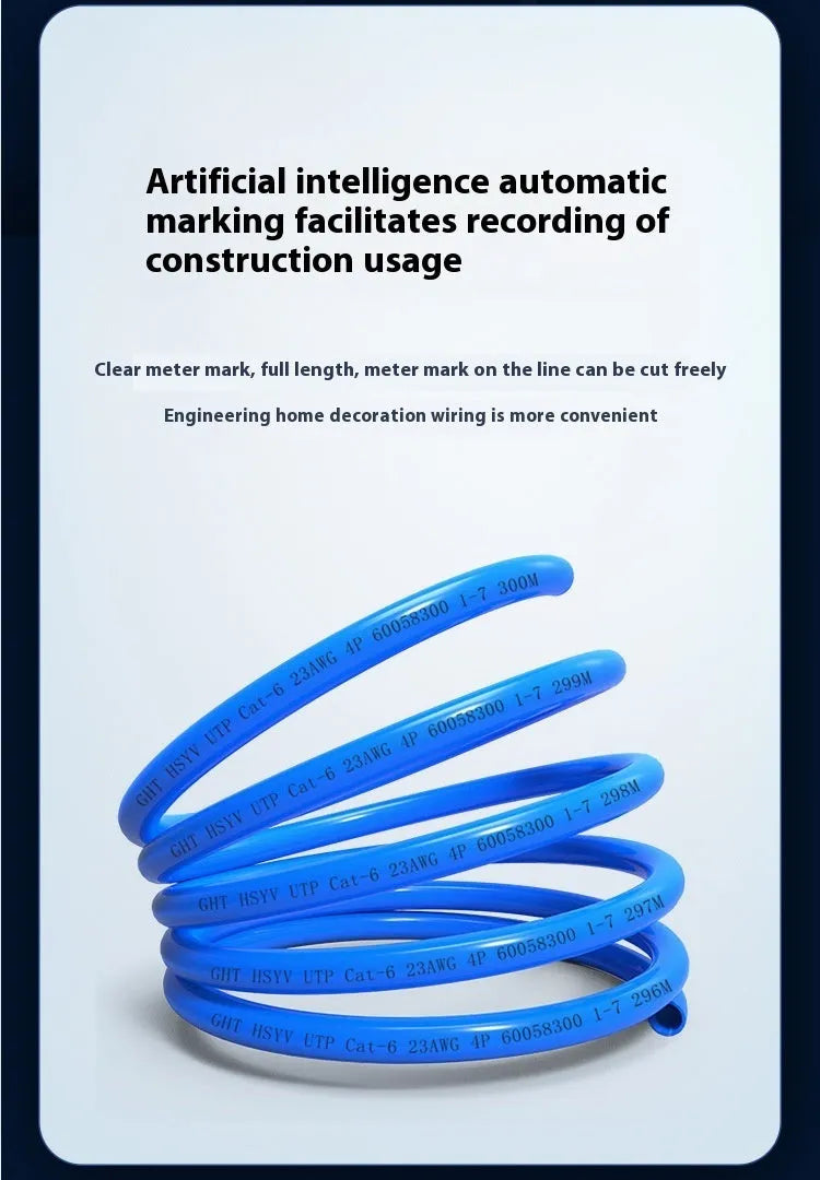 Blue and grey gigabit oxygen-free copper unshielded network cable roll