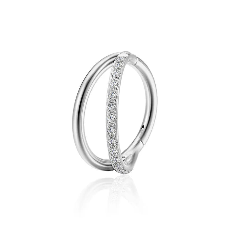 F136 titanium alloy fork nose ring body piercing jewellery in silver finish.