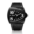 Men's slim casual quartz watch on wrist showing brown, black, or blue colour and 9mm thickness