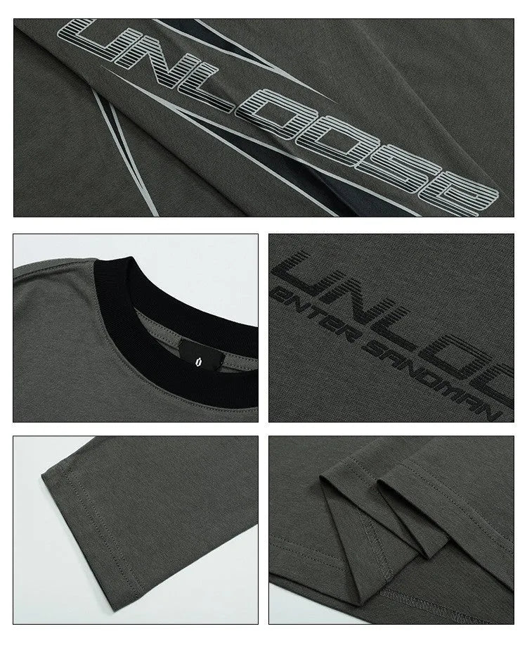 Men's oversized grey cotton sweatshirt with drop shoulders and letter pattern print