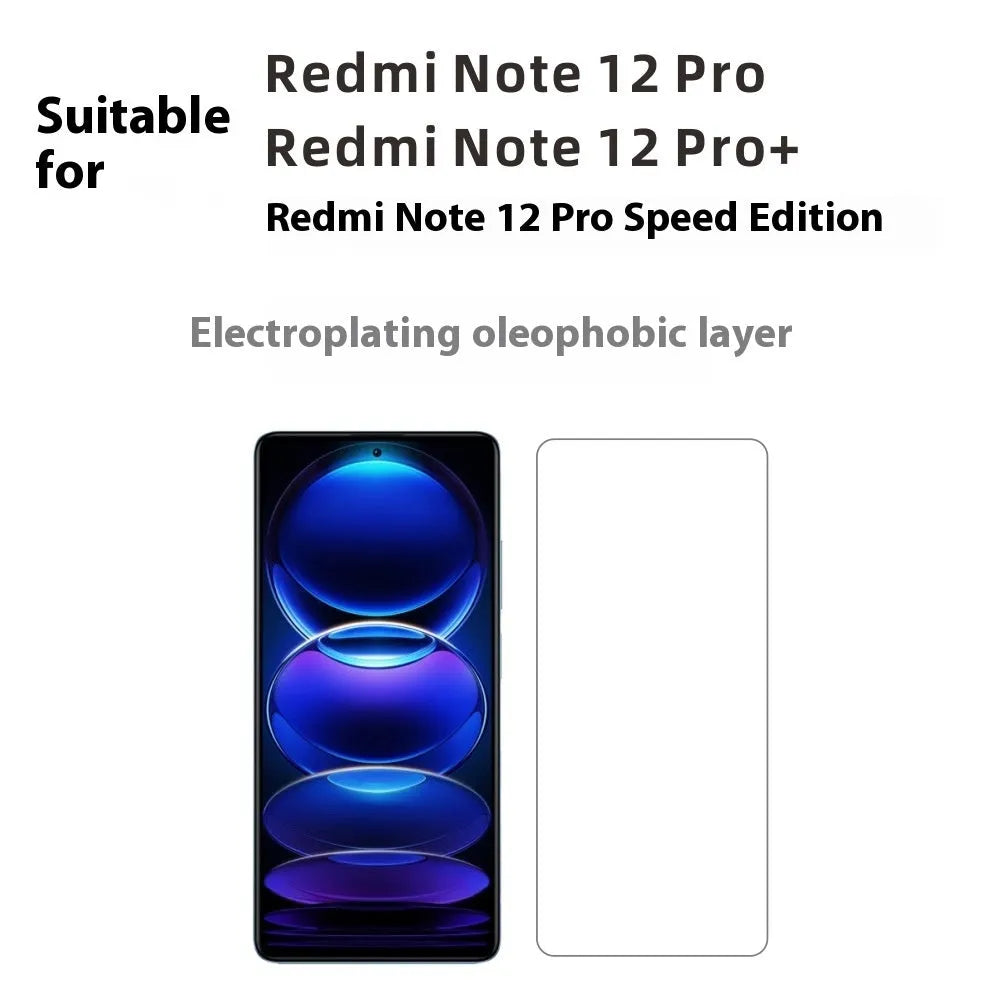 Tempered glass screen protector for Redmi Note 12 Pro and Extreme Edition with HD finish and oleophobic coating