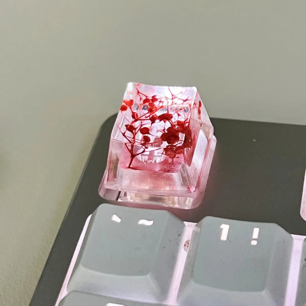 Clear resin starry sky keycap for Cherry MX keyboards in violet colour