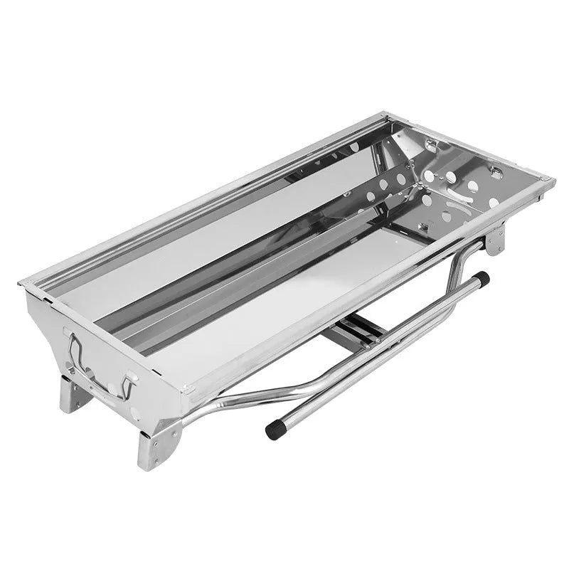 Stainless steel portable charcoal barbecue oven with turnover design and cooking accessories