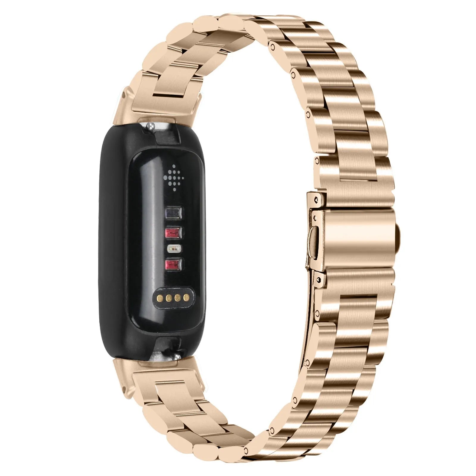 Stainless steel three-bead watch strap for Fitbit Inspire 3 in multiple colour options.