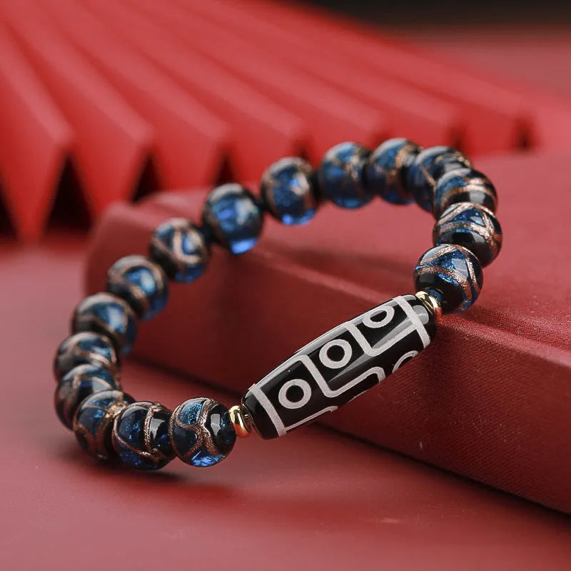 Ancient Chinese style bracelet with colourful coloured glaze beads and snake patterns in 10mm 12mm 14mm sizes