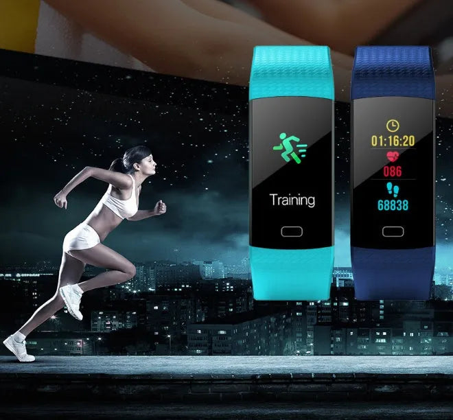 Smart band watch with 0.96in colour screen, IP67 waterproof, heart rate sensor, adjustable 120-200MM strap