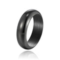 Electroplated titanium steel ring in glossy gold, black or steel colour on size display