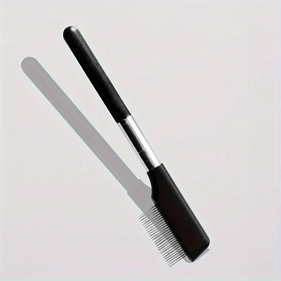 Black ambidextrous pet grooming brush with soft tear stain remover and comb for dogs and cats