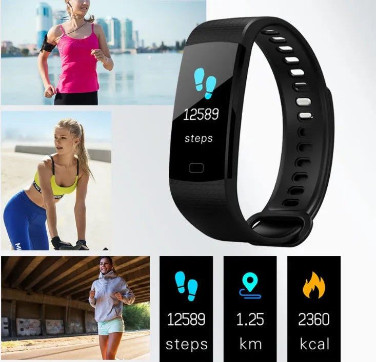 Smart band watch with 0.96in colour screen, IP67 waterproof, heart rate sensor, adjustable 120-200MM strap