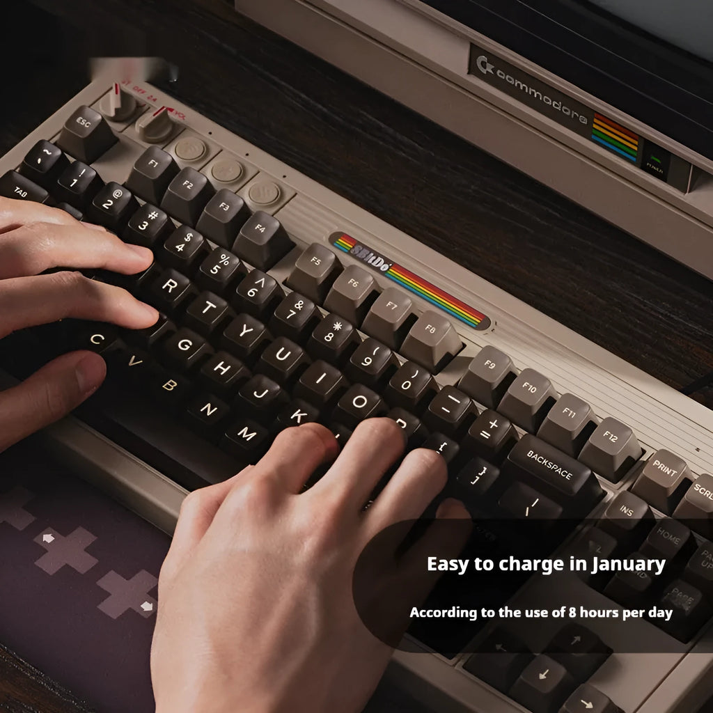 Retro87 C64 wireless mechanical gaming keyboard with Bluetooth connectivity and rocker switches