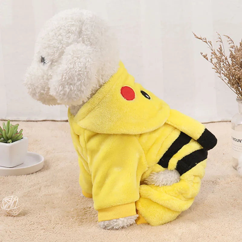 Fleece hoodie coat for cat or small dog in costume style with hood
