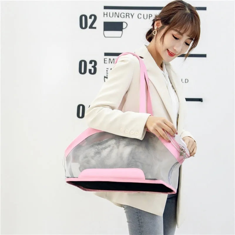MOORPET leather cat outing carry bag in a solid colour showing medium hardness structure.