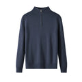Men's slim-fit wool pullover sweater in a stone sand colour, showing long sleeves and casual style.