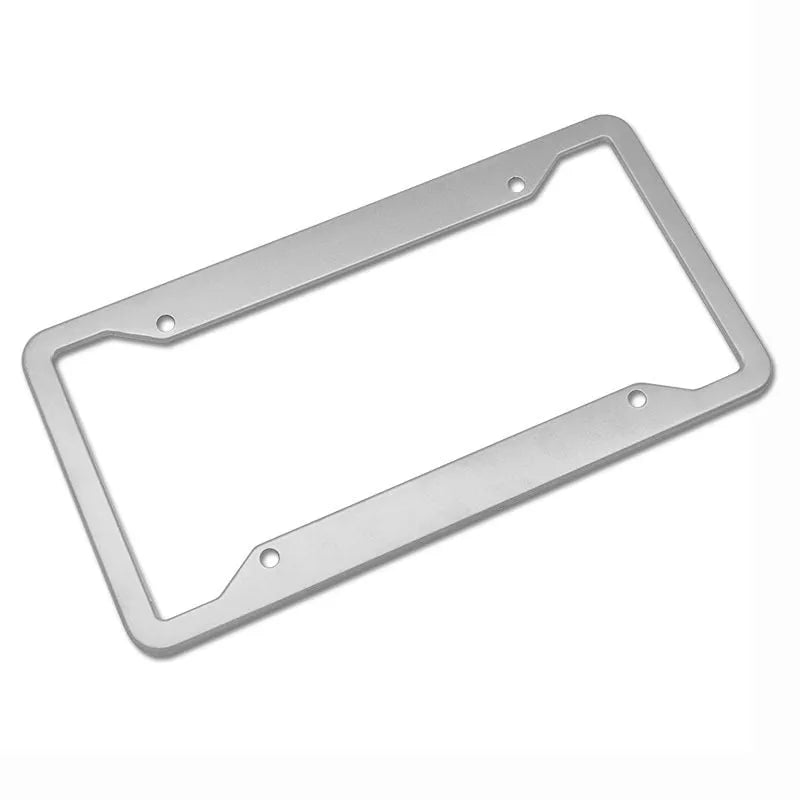 Aluminium alloy stainless steel licence plate frame in black finish showing dimensions