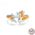 Adjustable silver ring with cartoon corgi design and electroplated finish, SCR1014-E colour variant