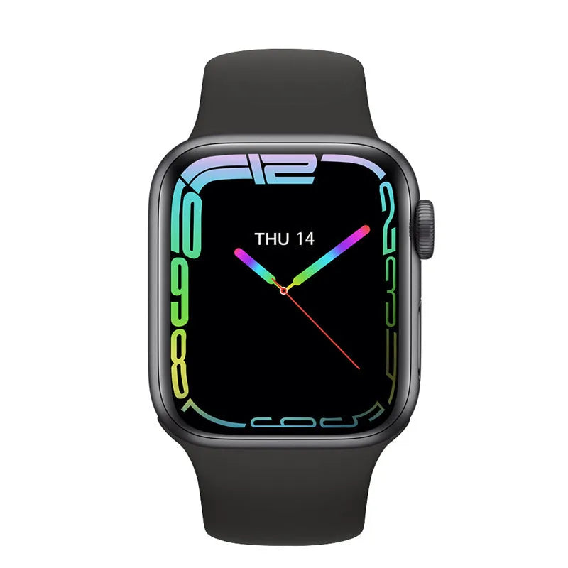 Smart watch with Bluetooth calling and NFC in black, silver gray, or pink, with charging cable and manual