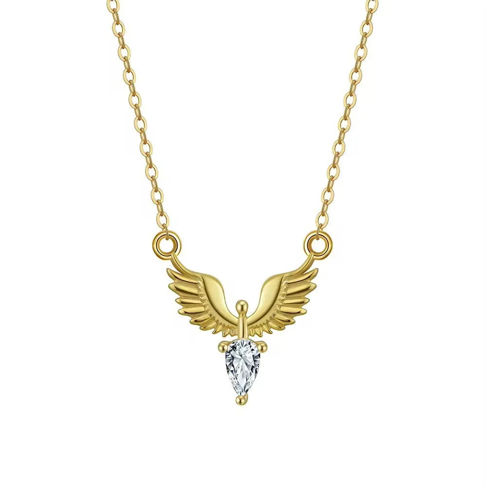 Eagle pendant on a 925 silver O-ring chain necklace with adjustable length.