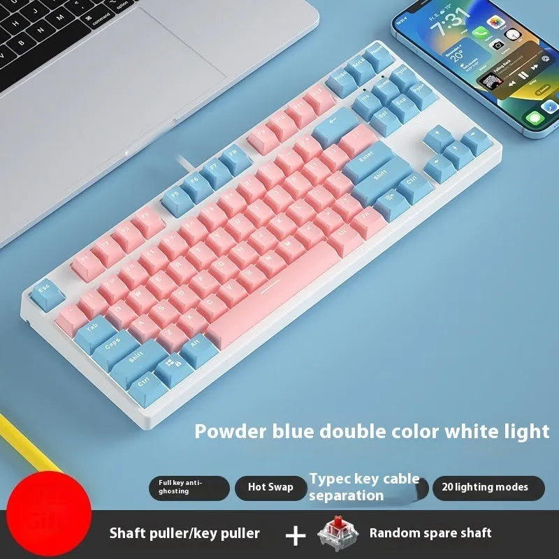 87-key wired mechanical keyboard with two-tone keycaps in orange and yellow colour combination