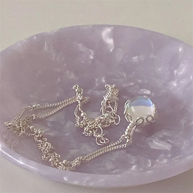925 silver geometric ornamental stone necklace with adjustable curb chain for women's evening wear