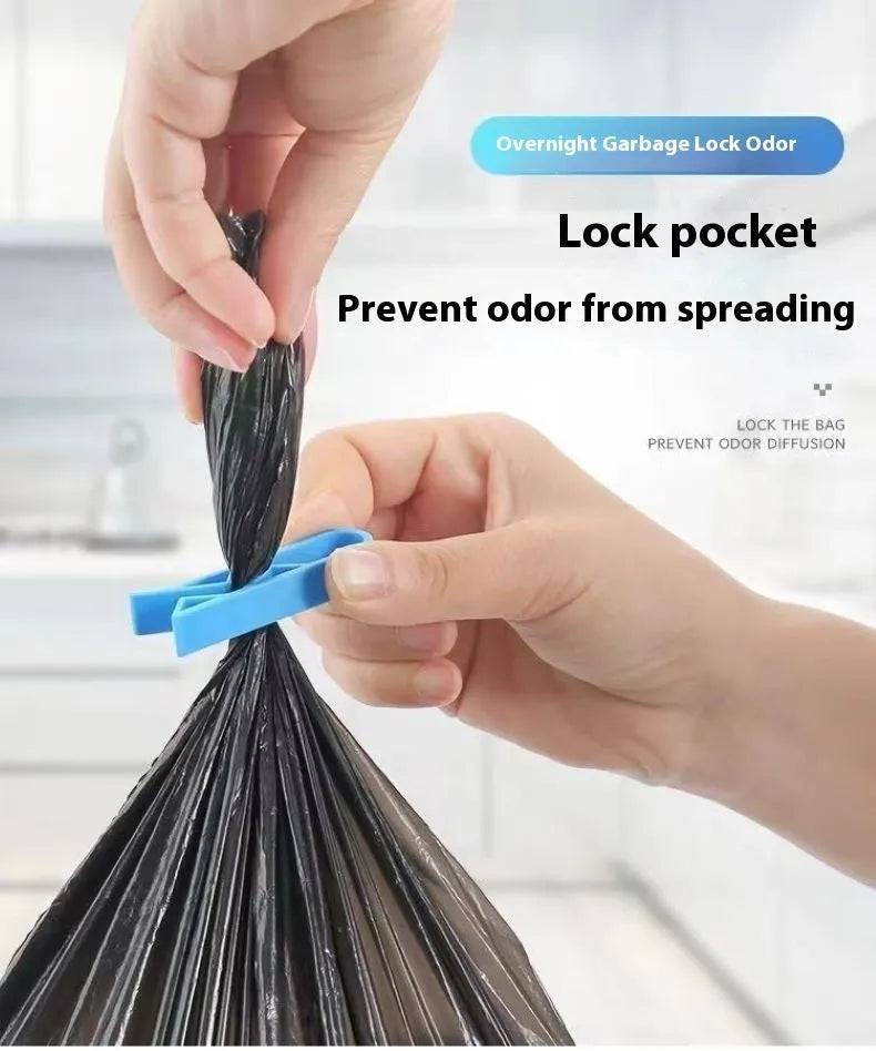 Black PP plastic garbage bag fixing clips securing a bag to a bin rim