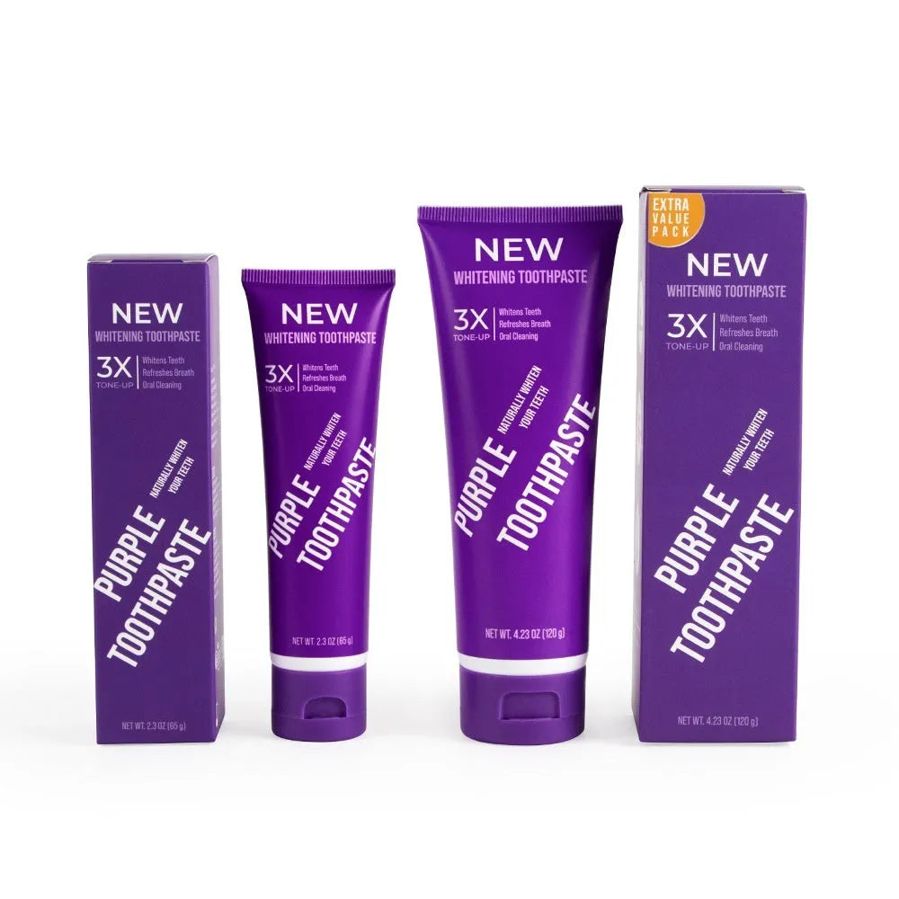 Purple whitening toothpaste in 120g tube for adult stain removal