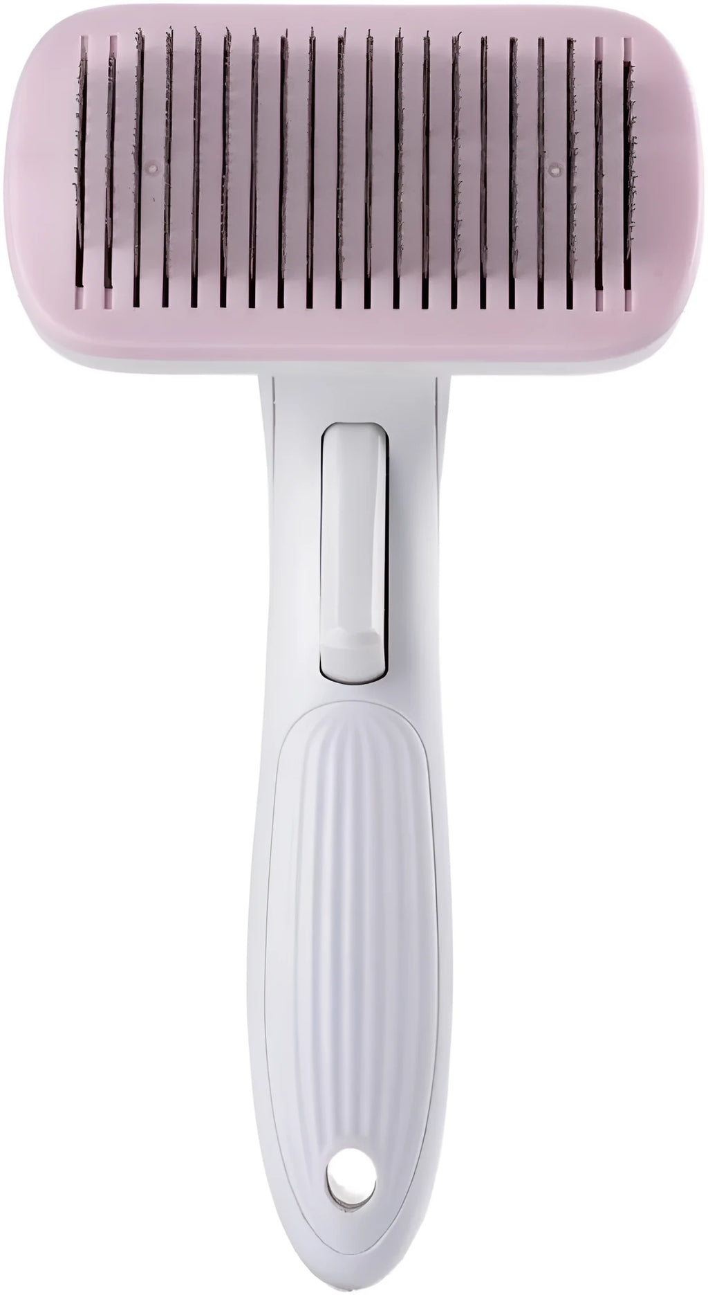 Automatic pet hair removal comb for dogs and cats in blue, grey, green, or pink colours