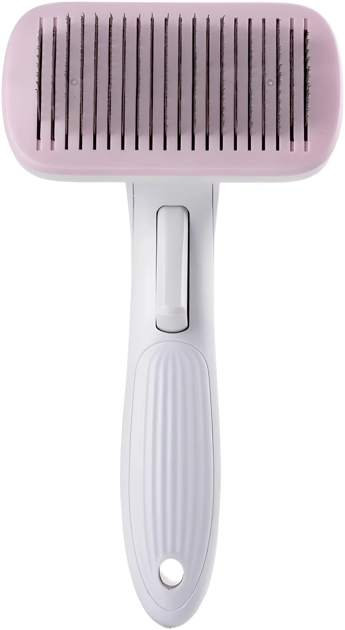 Automatic pet hair removal comb for dogs and cats in blue, grey, green, or pink colours