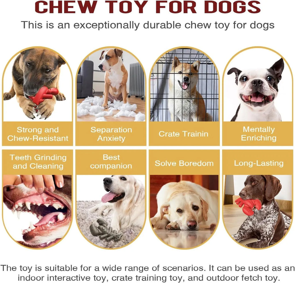 Red hard material dog chew toy for aggressive chewers measuring 170mm long