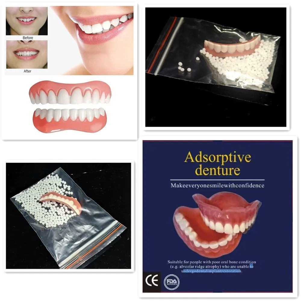 Silicone simulation dentures with upper and lower teeth for dental training in colour box packaging