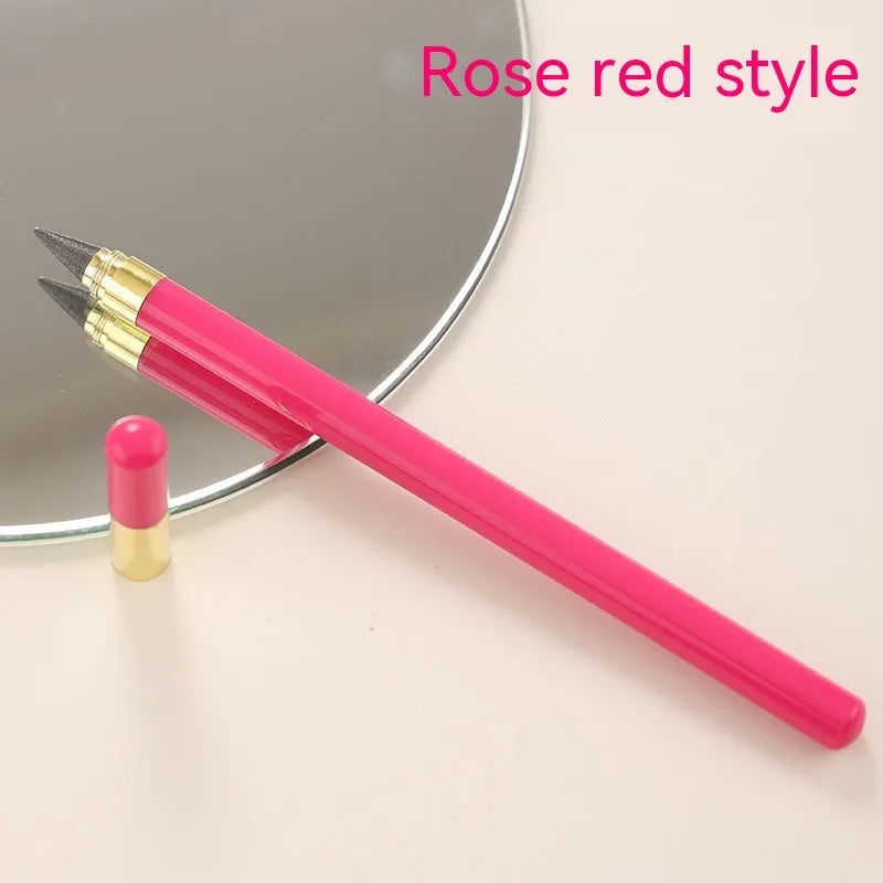 Clear acrylic eternal mechanical pencil with alloy writing tip and assorted coloured lead refills.